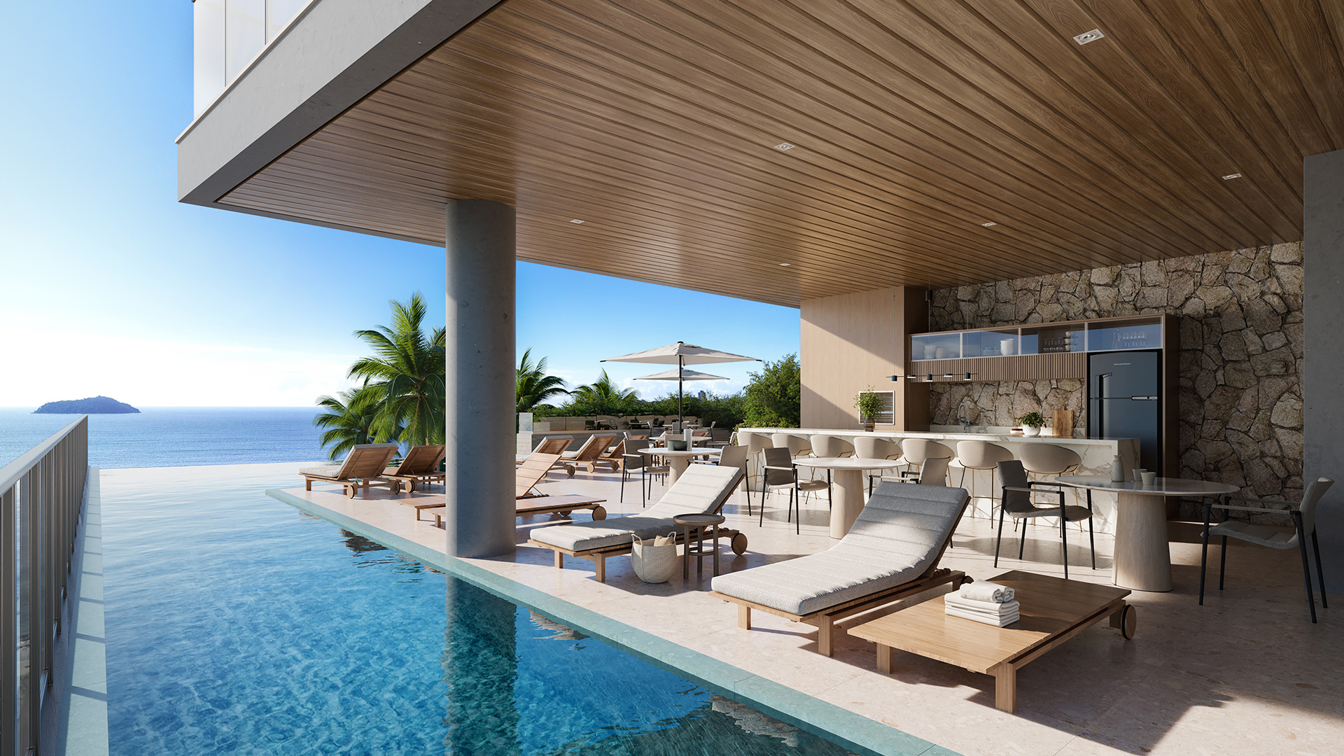 Piscina com churrasqueira