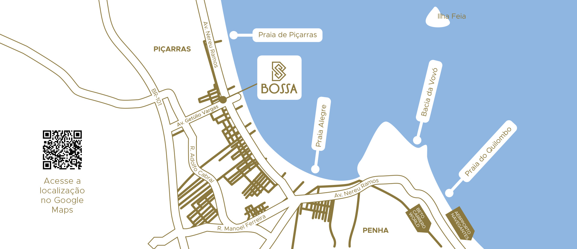 Mapa de localização do Bossa Piçarras